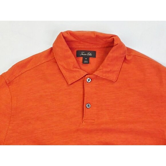 Tasso Elba Size Medium Mens Orange Short Sleeve Spread Collar Cotton Polo - Picture 5 of 9